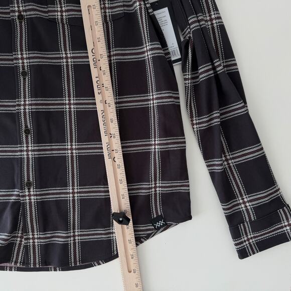 Rhone Flannel Shirt Men Medium Hardy Brown Plaid Dark Espresso Windowpane Preppy - Picture 10 of 12